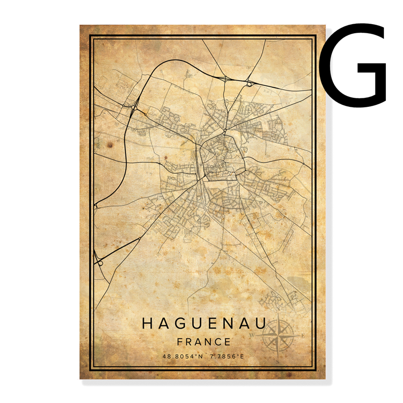 Poster mit Stadtplan von Burgund