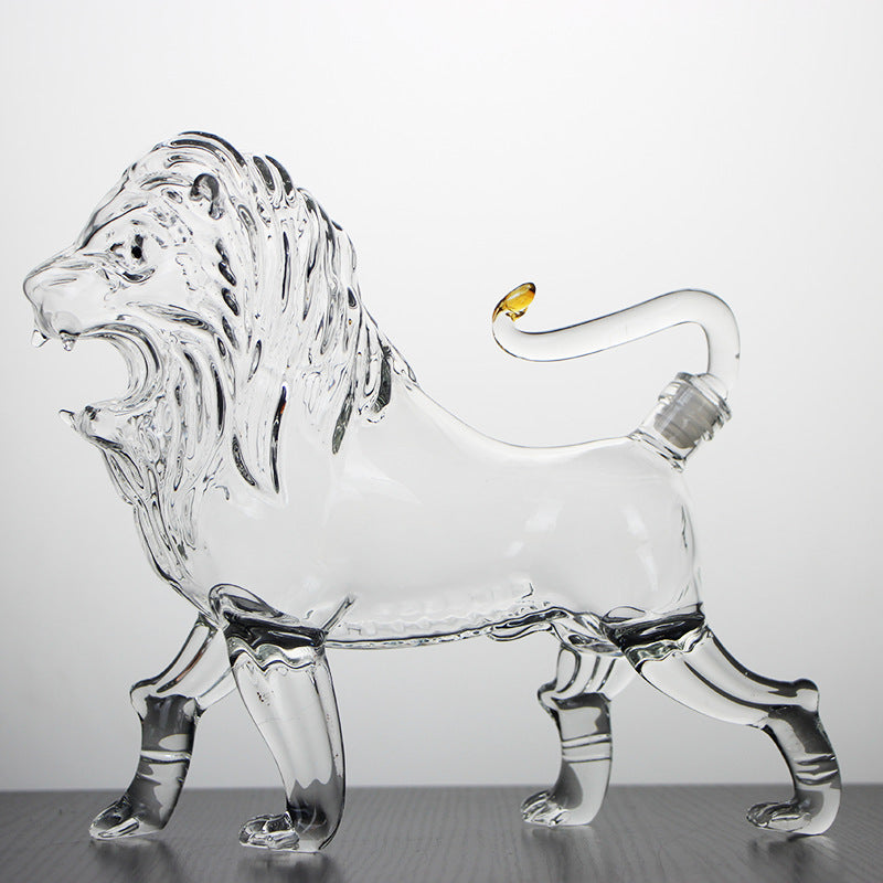 bouteille-de-vin-en-verre-en-forme-de-lion-de-750-ml-vintage