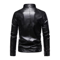 Vintage-Bikerjacke aus Leder mit Stehkragen