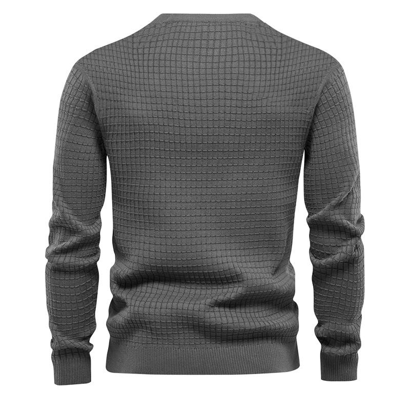 homme-section-mince-carreaux-ample-col-rond-vintage-manches-longues