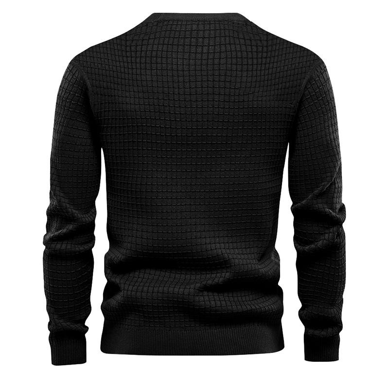 homme-section-mince-carreaux-ample-col-rond-vintage-manches-longues