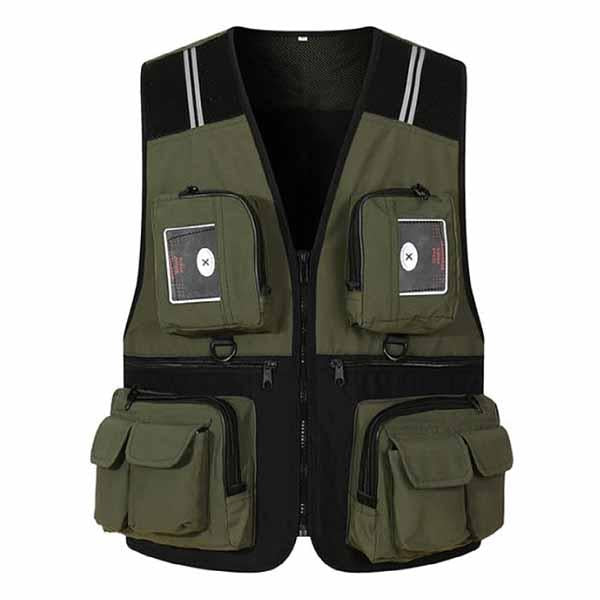 Gilet fonctionnel multi-poches de pêche en plein air vintage 