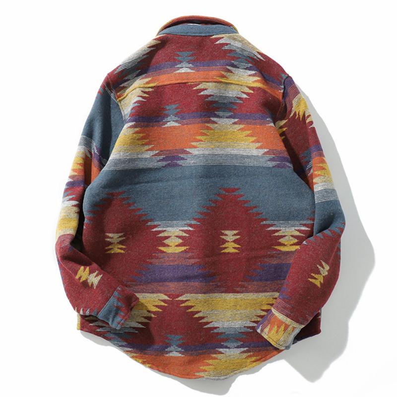 Karierte, gebürstete Jacke mit Vintage-Print