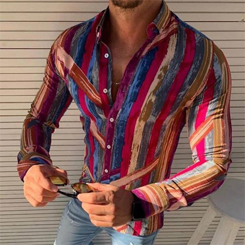 chemise-manches-longues-revers-rayures-contrastees-vintage