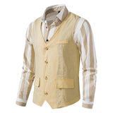 gilet-col-v-vintage-coton-lin