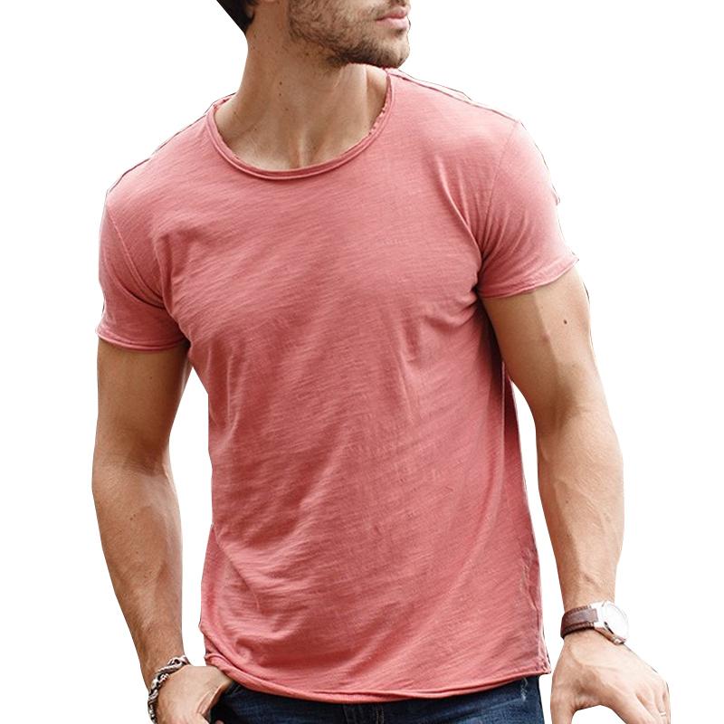 t-shirt-vintage-manches-courtes-couleur-unie