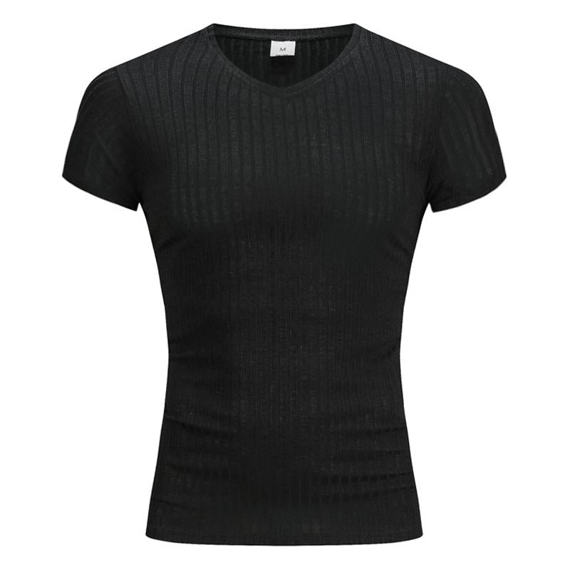 Kurzärmliges Mesh-T-Shirt mit V-Ausschnitt im Retro-Stil