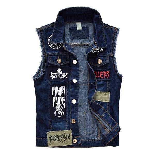 veste-en-denim-brosse-patch-decontracte-vintage