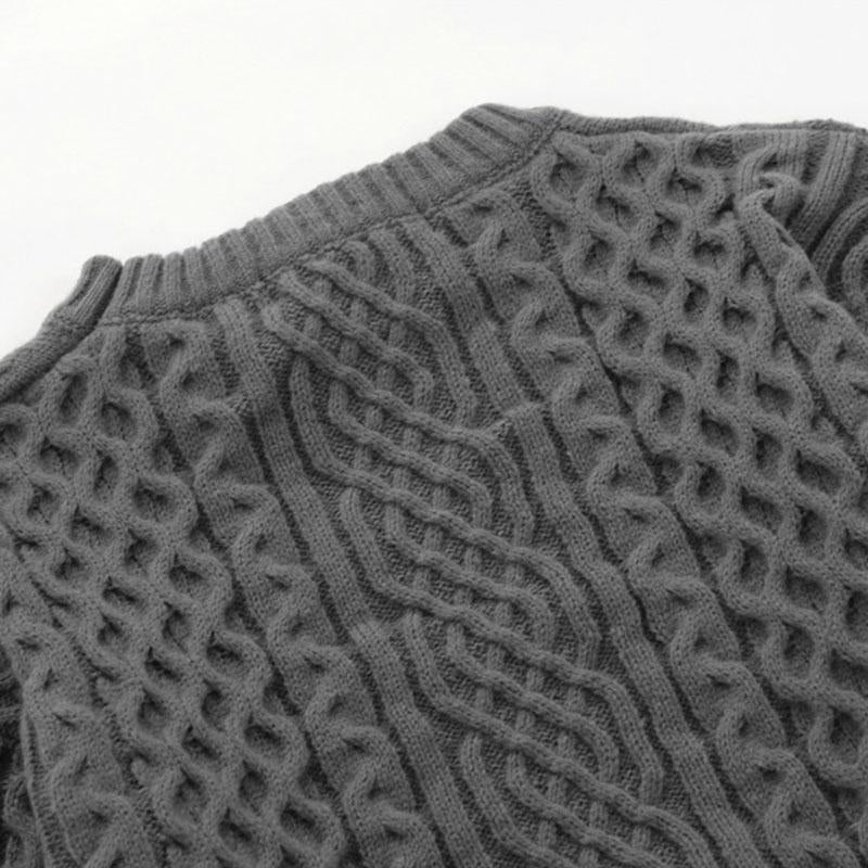 Vintage-Chic-Pullover mit Rundhalsausschnitt und Zopfmuster