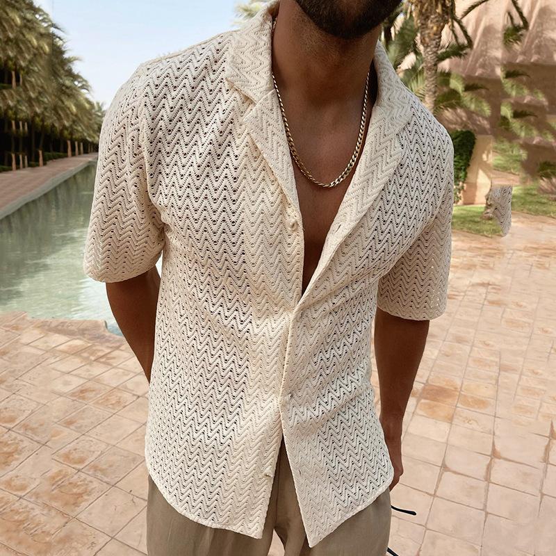 chemise-tricot-manches-courtes-revers-creux-vintage