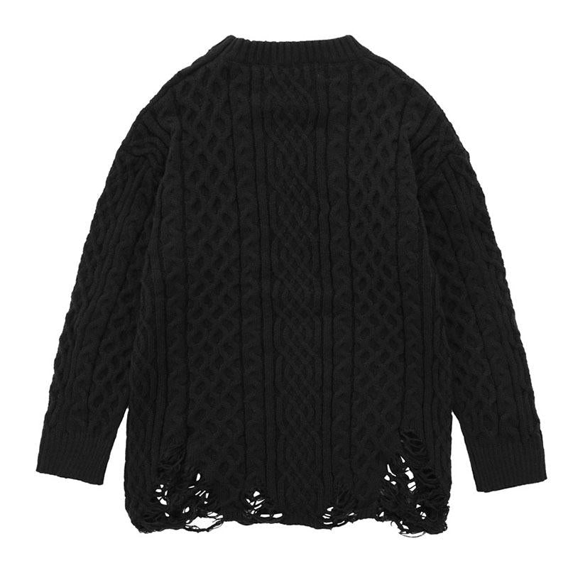 Vintage-Chic-Pullover mit Rundhalsausschnitt und Zopfmuster