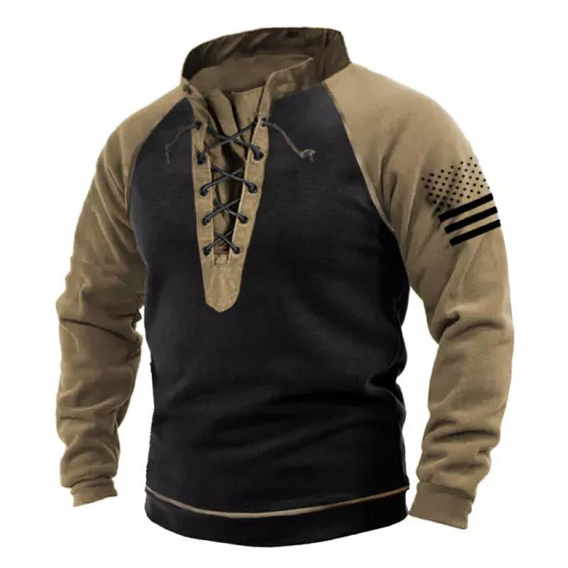 Fleece-Sweatshirt mit Kordelzug im Vintage-Print