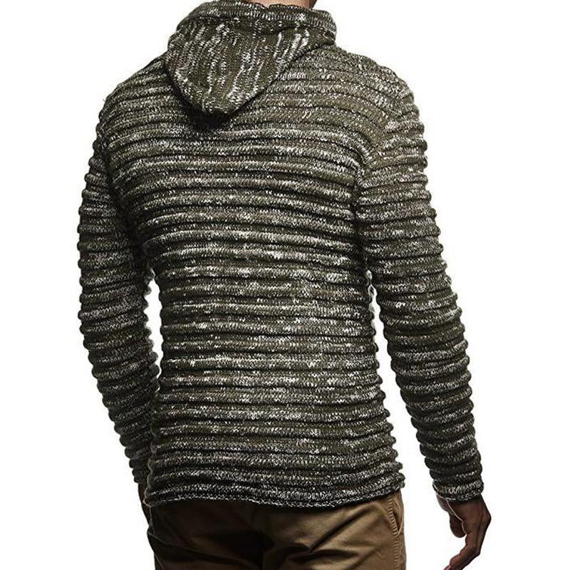 Vintage-Strickmantel mit Kapuze und Reißverschluss