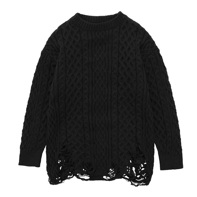 Vintage-Chic-Pullover mit Rundhalsausschnitt und Zopfmuster