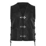 Mens Single Breasted Leather Vest 93696533M Black / S Vests