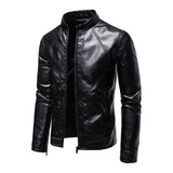 Vintage-Bikerjacke aus Leder mit Stehkragen