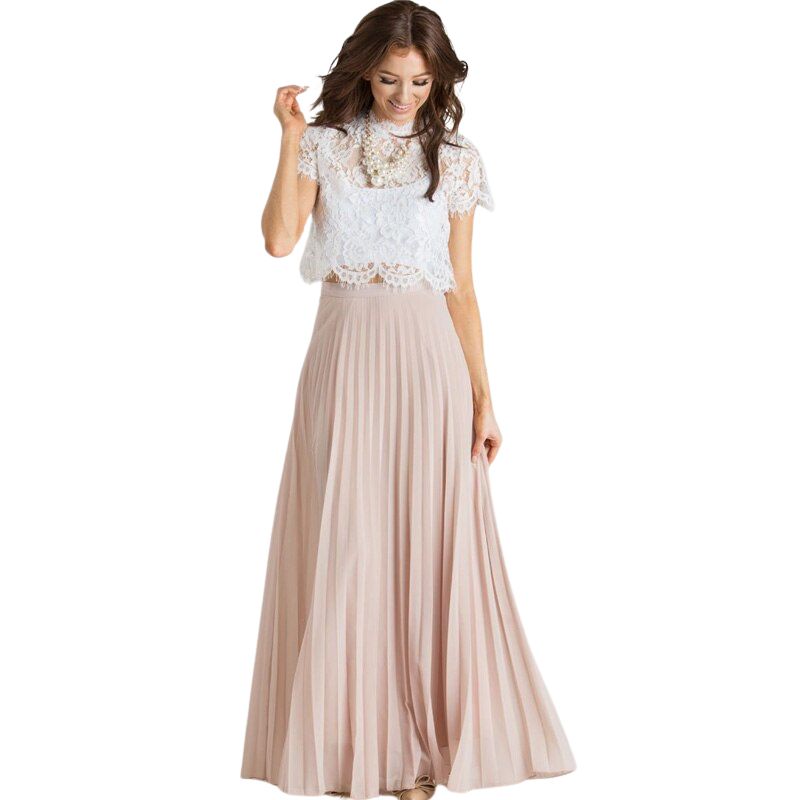 jupe-vintage-longue-plissee-rose-poudre