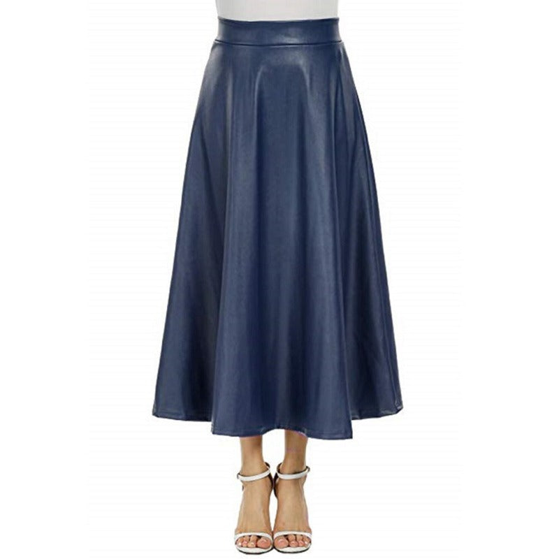 jupe-longue-vintage-plissee-simili-cuir