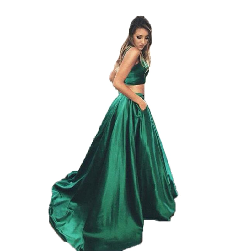 jupe-longue-satin-vert-vintage