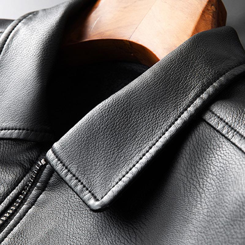 Biker-Lederjacke mit Vintage-Grafik