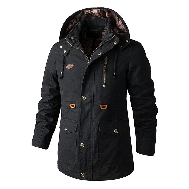 Verdickter Arbeitsmantel mit Vintage-Reißverschlusstaschen