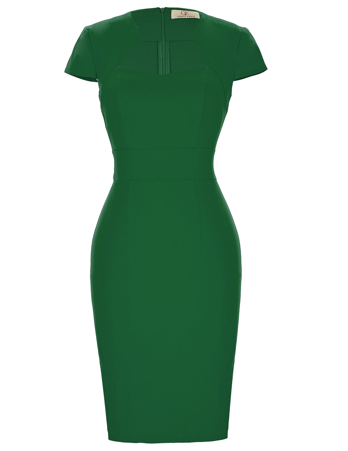    robe-crayon-vintage-annee-50-vert-fonce