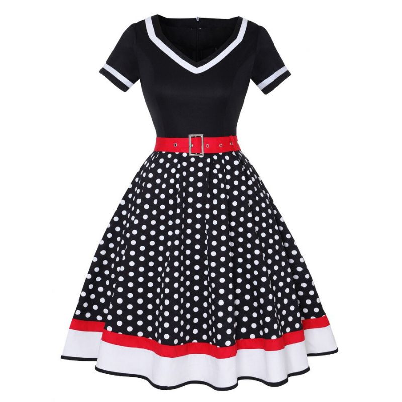 robe-femme-rock-chic-a-pois-annee-50-vintage