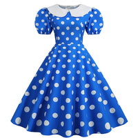 Blaues Vintage-Kleid mit weißen Tupfen