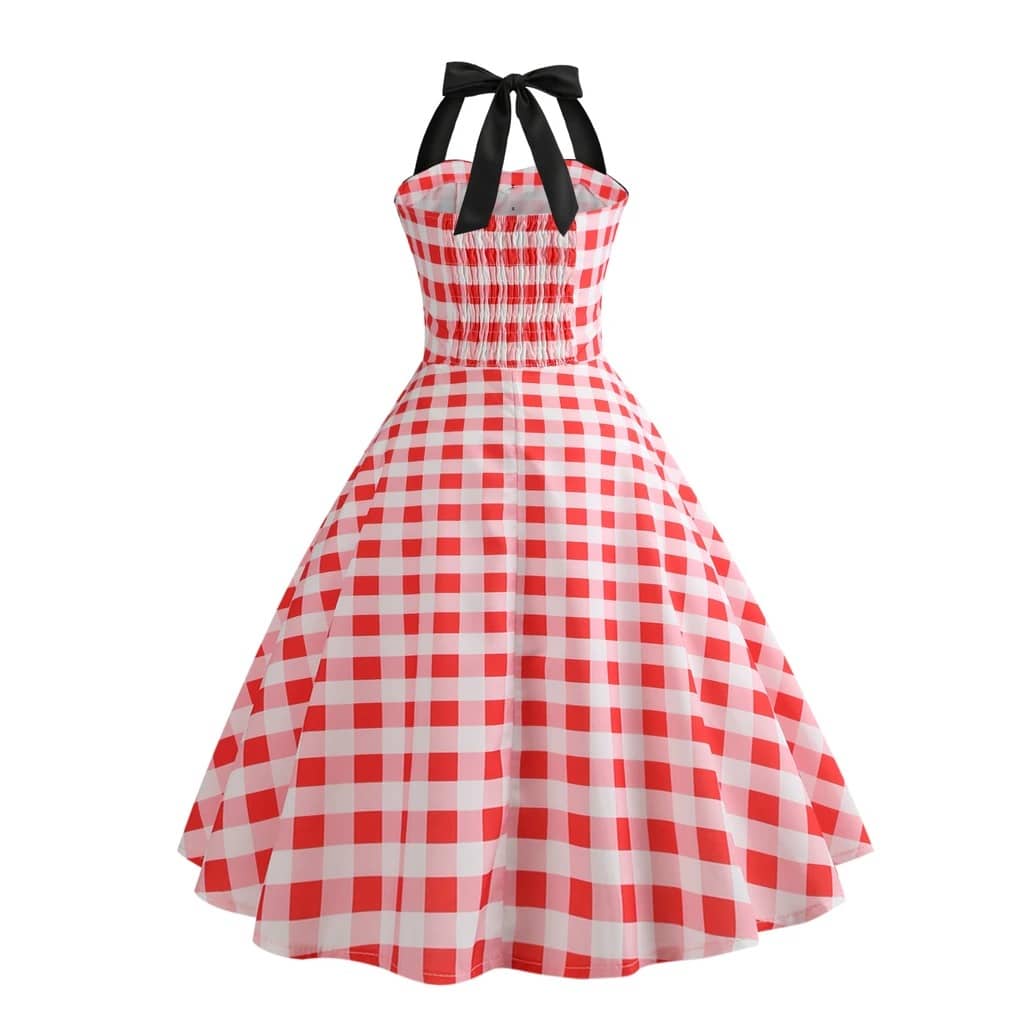 robe-annee-80-pin-up-vichy-rouge