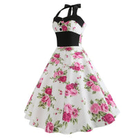 robe-annee-80-pin-up-blanche-a-fleurs
