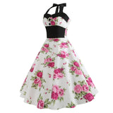 robe-annee-80-pin-up-blanche-a-fleurs