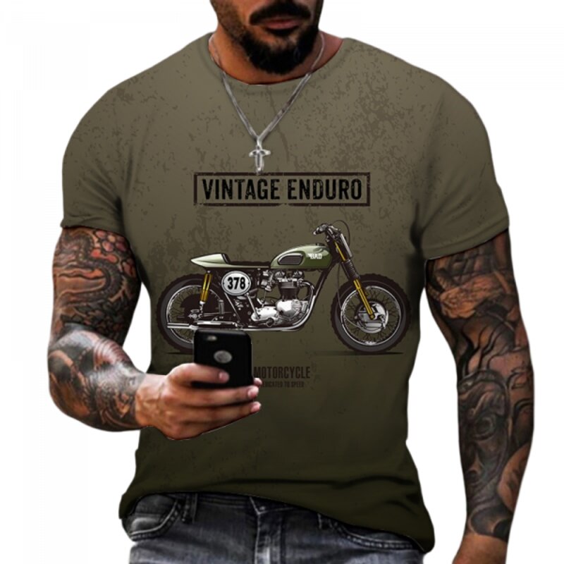 t-shirt-kaki-vintage-moto