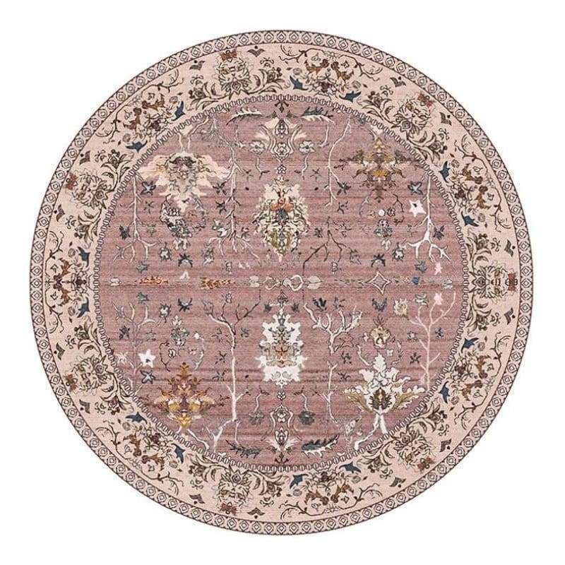Runder Vintage-Teppich mit Blumenmuster